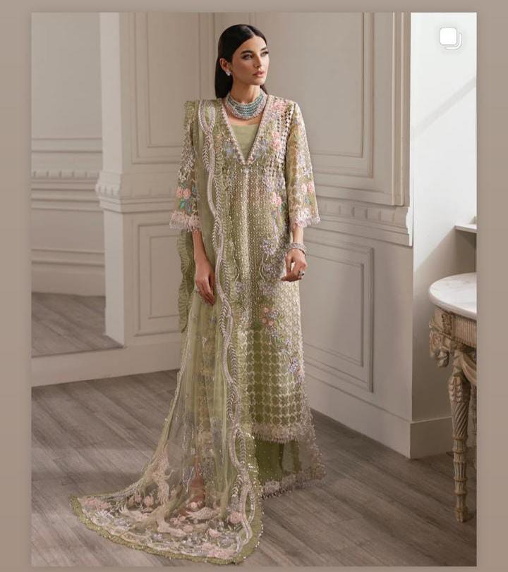 MAURA- HAND EMBROIDERED WEEDING DRESS (DUPPATA, TROUSER)