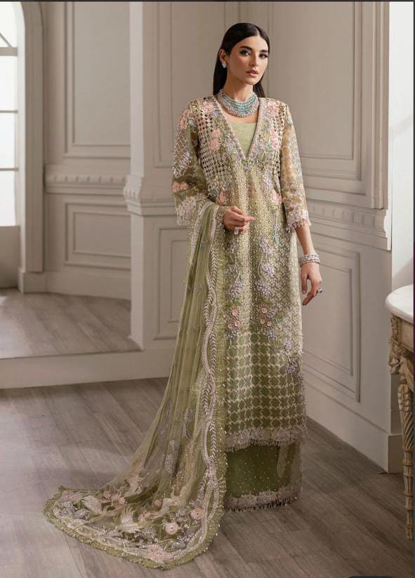 MAURA- HAND EMBROIDERED WEEDING DRESS (DUPPATA, TROUSER)